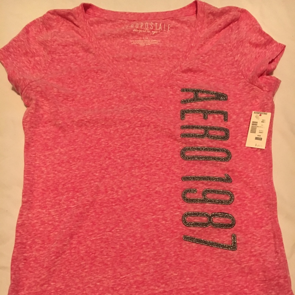 NEW WOMENS AEROPOSTALE V NECK TEE LARGE